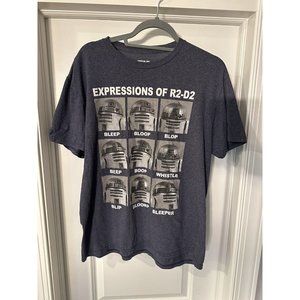 Vintage Star Wars - Expressions Of R2-D2! Size Lg Heather Blue Short Sleeve